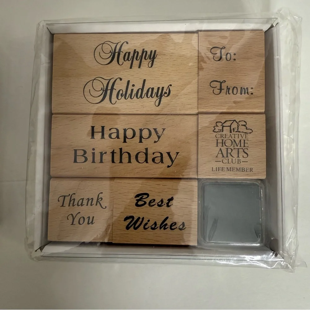 Wooden Stamp Set with Sentiments